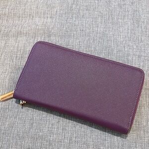 NEW!Chelmon Purple & Gold Zip Around Wallet with Wrist Strap Lots of Card Slots